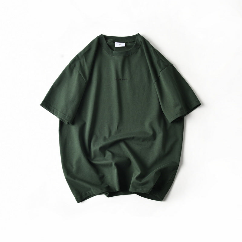 Wordmark Crewneck Tee, flat lay Forest Green