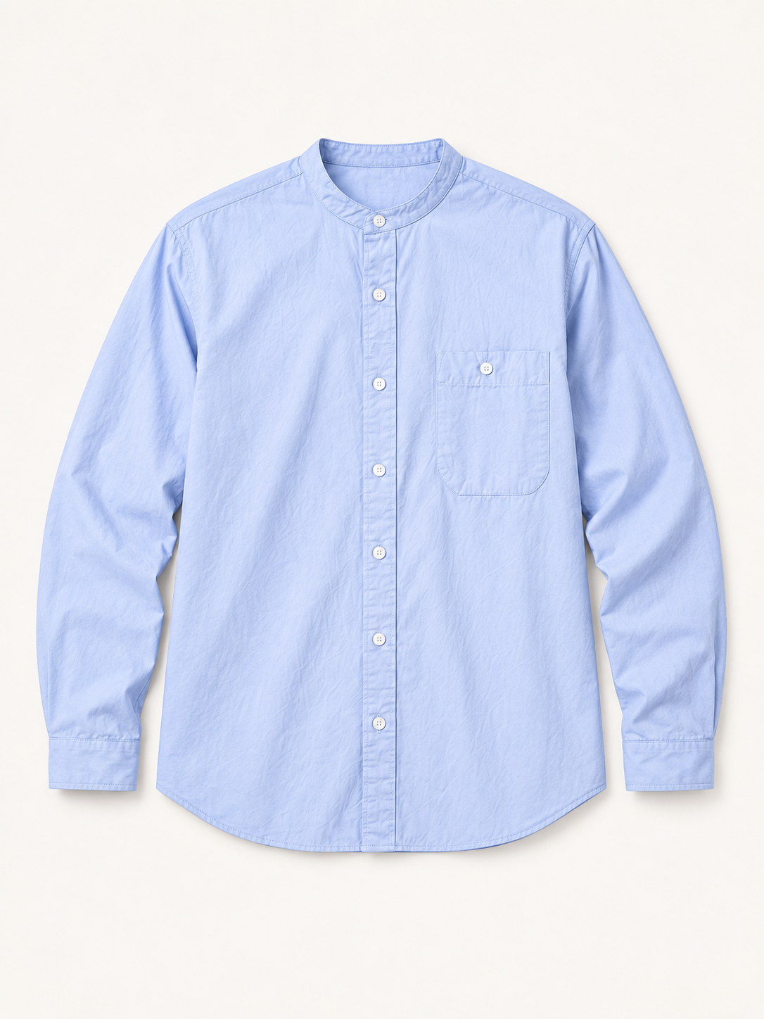 [color:sky-blue] HENRY COLLAR SHIRT / COTTON — studio product view