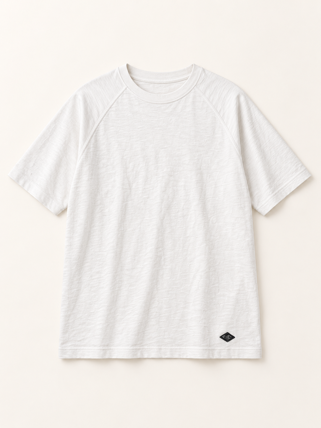 [color:beige] Raglan Half-Sleeve Tee / Slub Cotton — studio product view