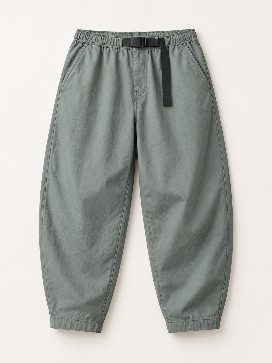 [color:military-gray] Balloon-Tapered Easy Trousers / Cotton — studio product view