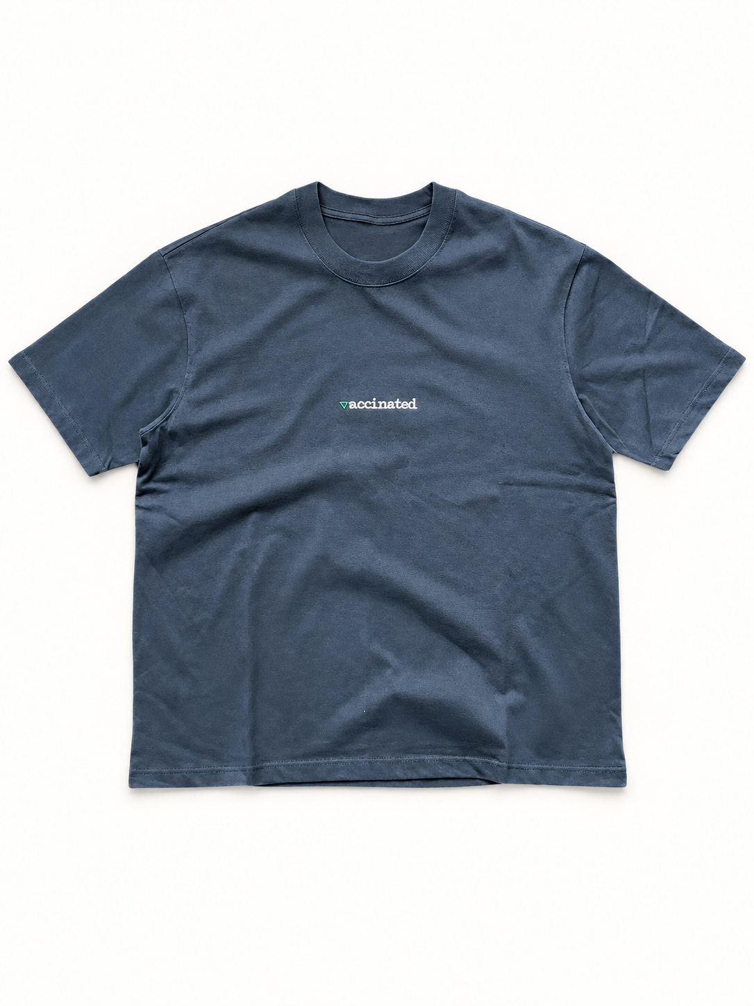Chest-Embroidery Tee — washed blue-gray product front view