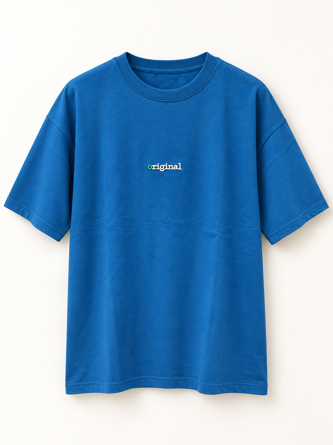 [color:azure] Chest-Embroidery Tee / Relaxed Fit — product studio view