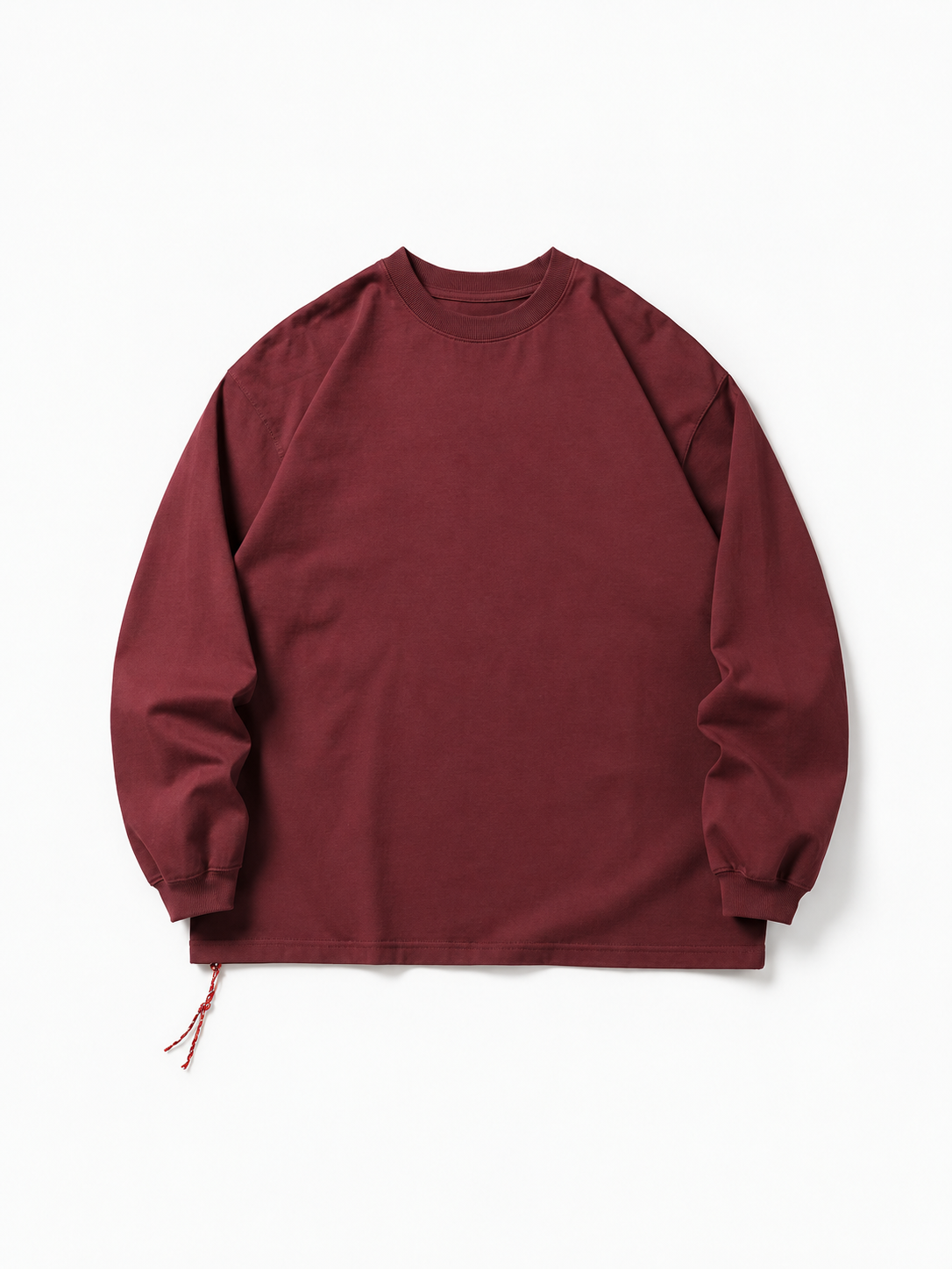 [color:wine-red] Washed Long-Sleeve Tee — product studio view