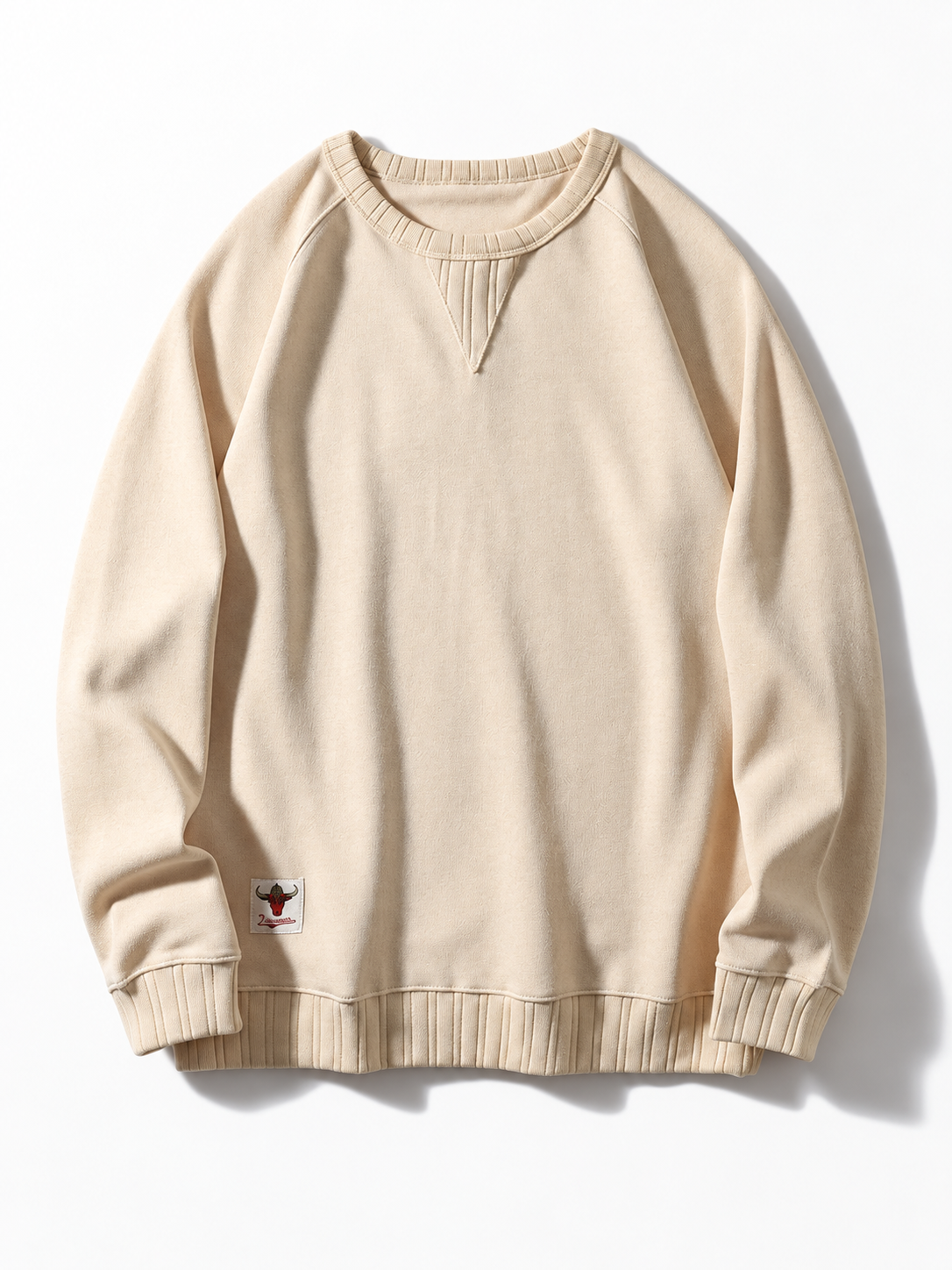 [color:cream] Washed Crewneck Sweatshirt — product studio view