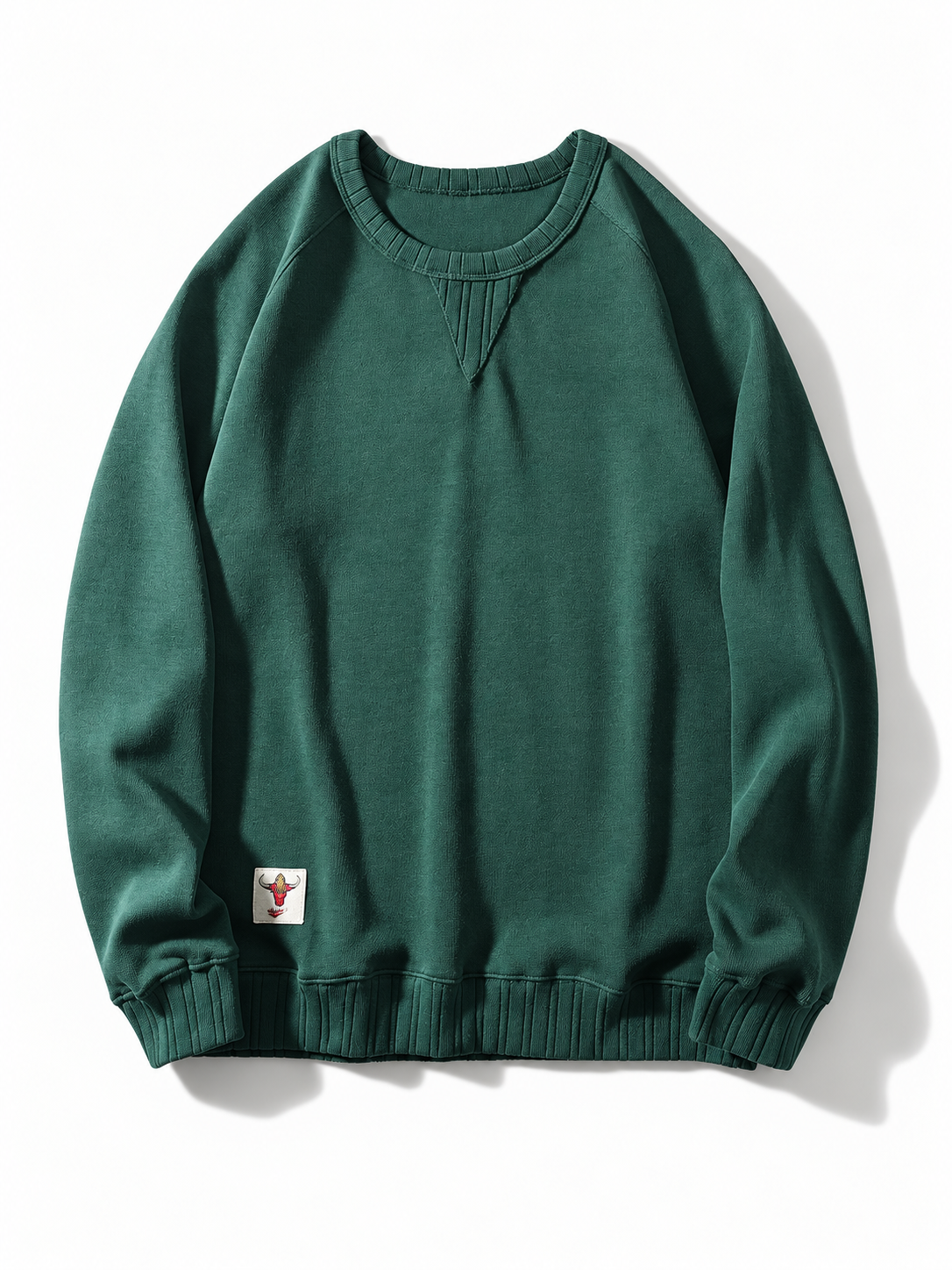 [color:dark-green] Washed Crewneck Sweatshirt — product studio view