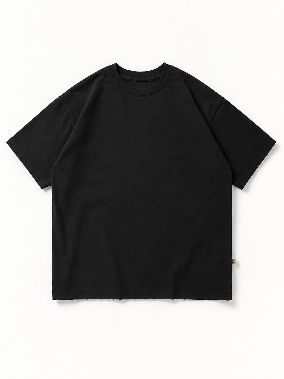 [color:black] Raw-Edge Crewneck Tee — product natural studio view