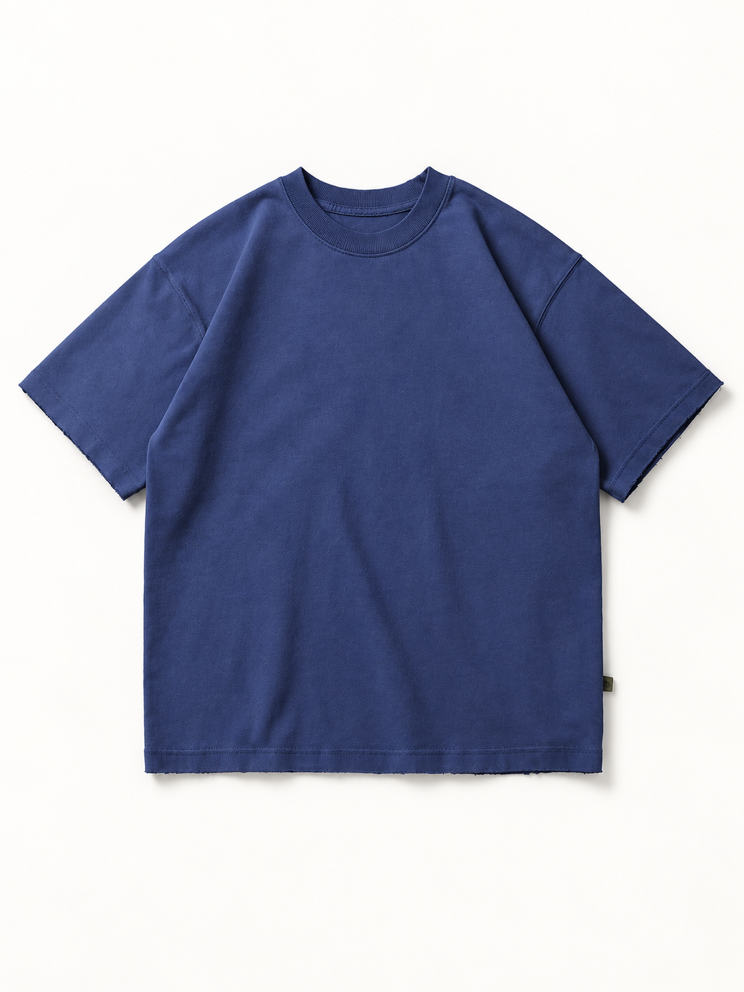 [color:blue] Raw-Edge Crewneck Tee — product natural studio view