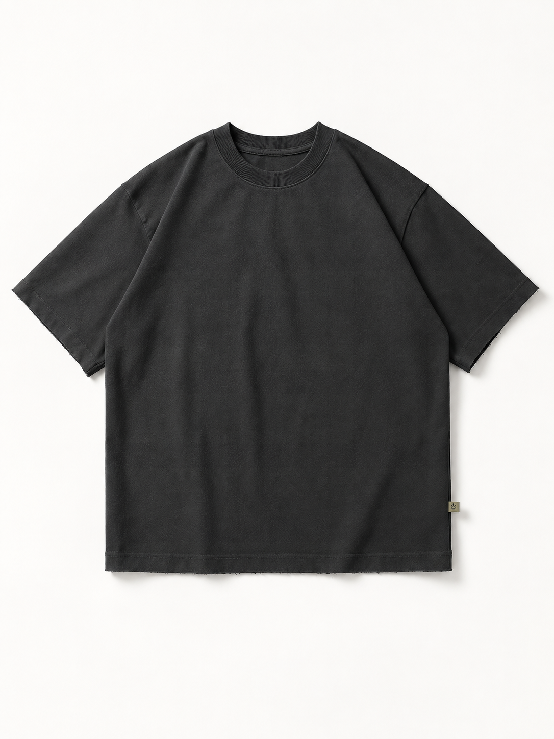 [color:dark-gray] Raw-Edge Crewneck Tee — product natural studio view