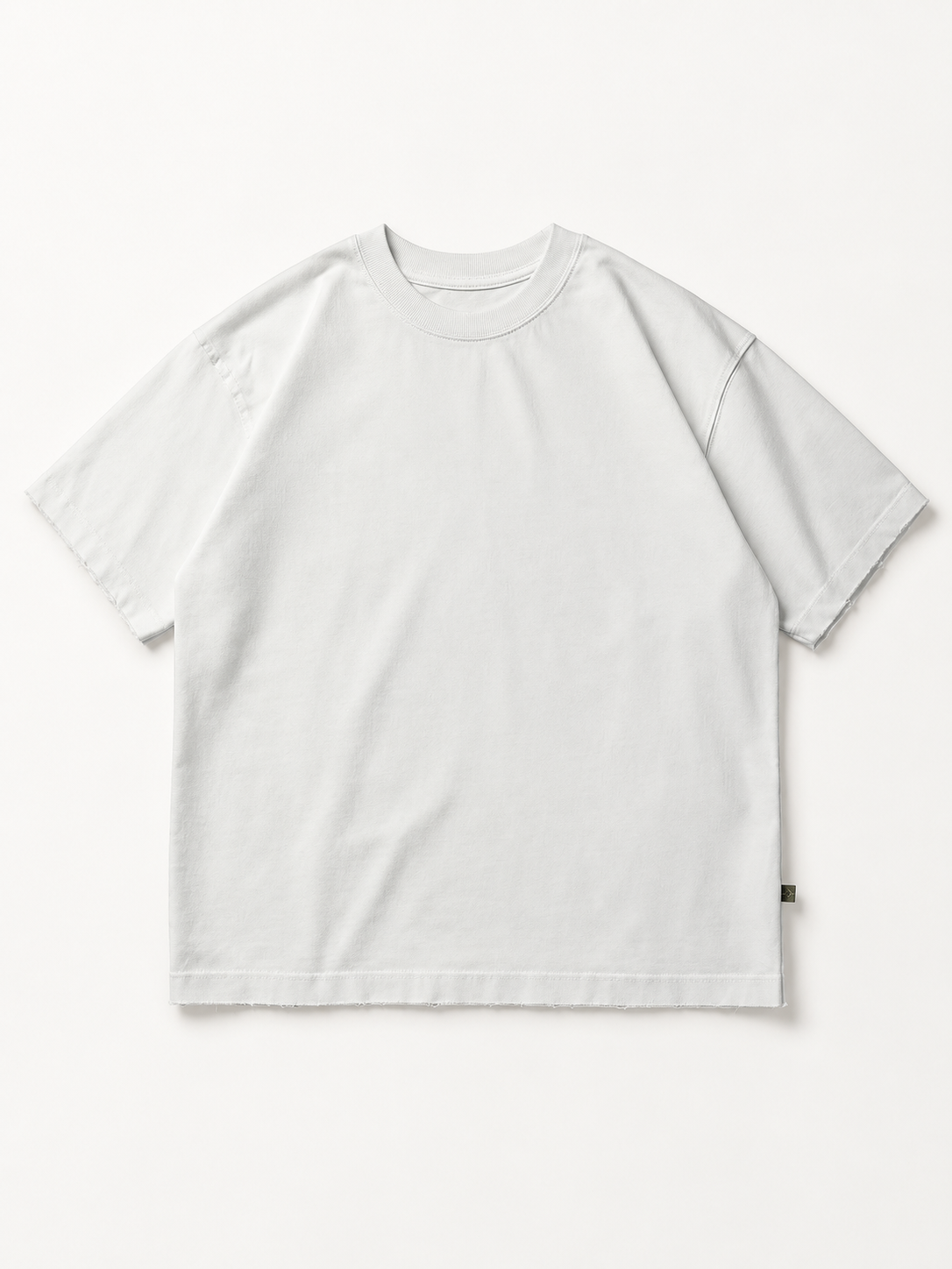 [color:white] Raw-Edge Crewneck Tee — product natural studio view