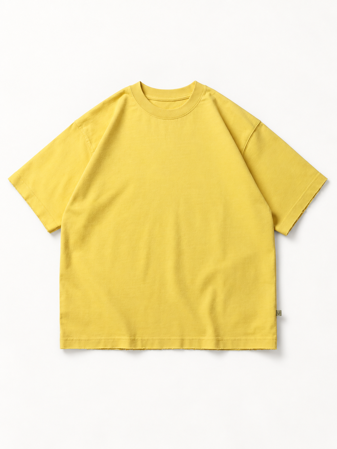 [color:yellow] Raw-Edge Crewneck Tee — product natural studio view