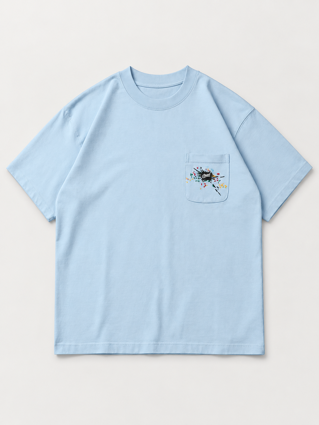 [color:light-blue] Embroidered Pocket Tee — light blue front