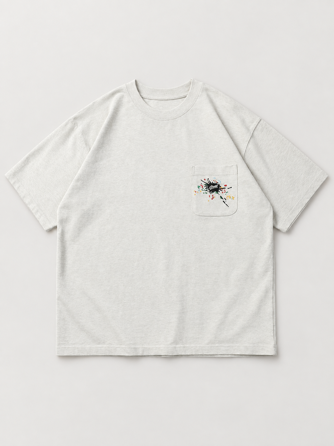 [color:light-gray] Embroidered Pocket Tee — light gray front