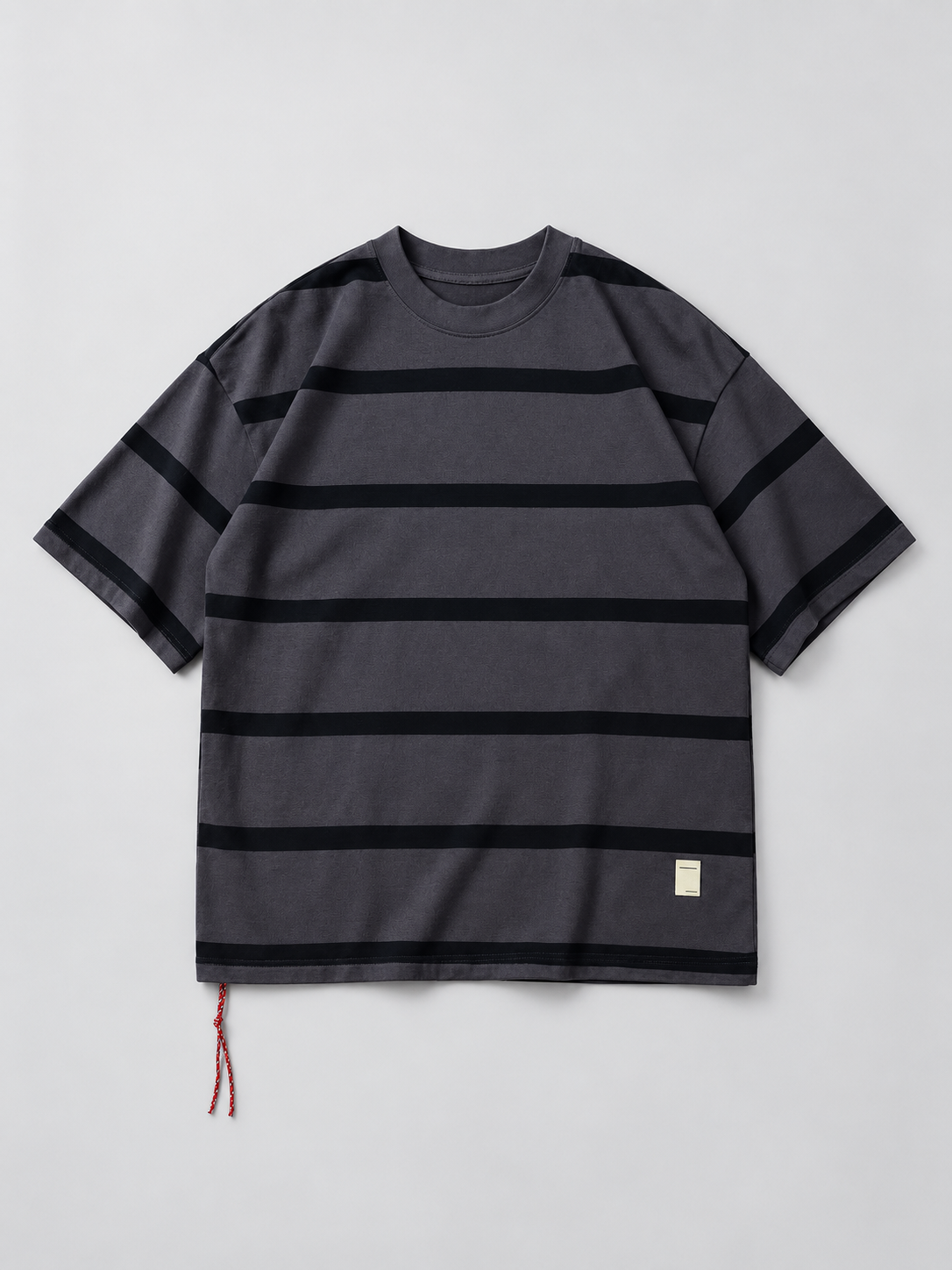 [color:dark-gray] Striped Crewneck Tee — studio product front