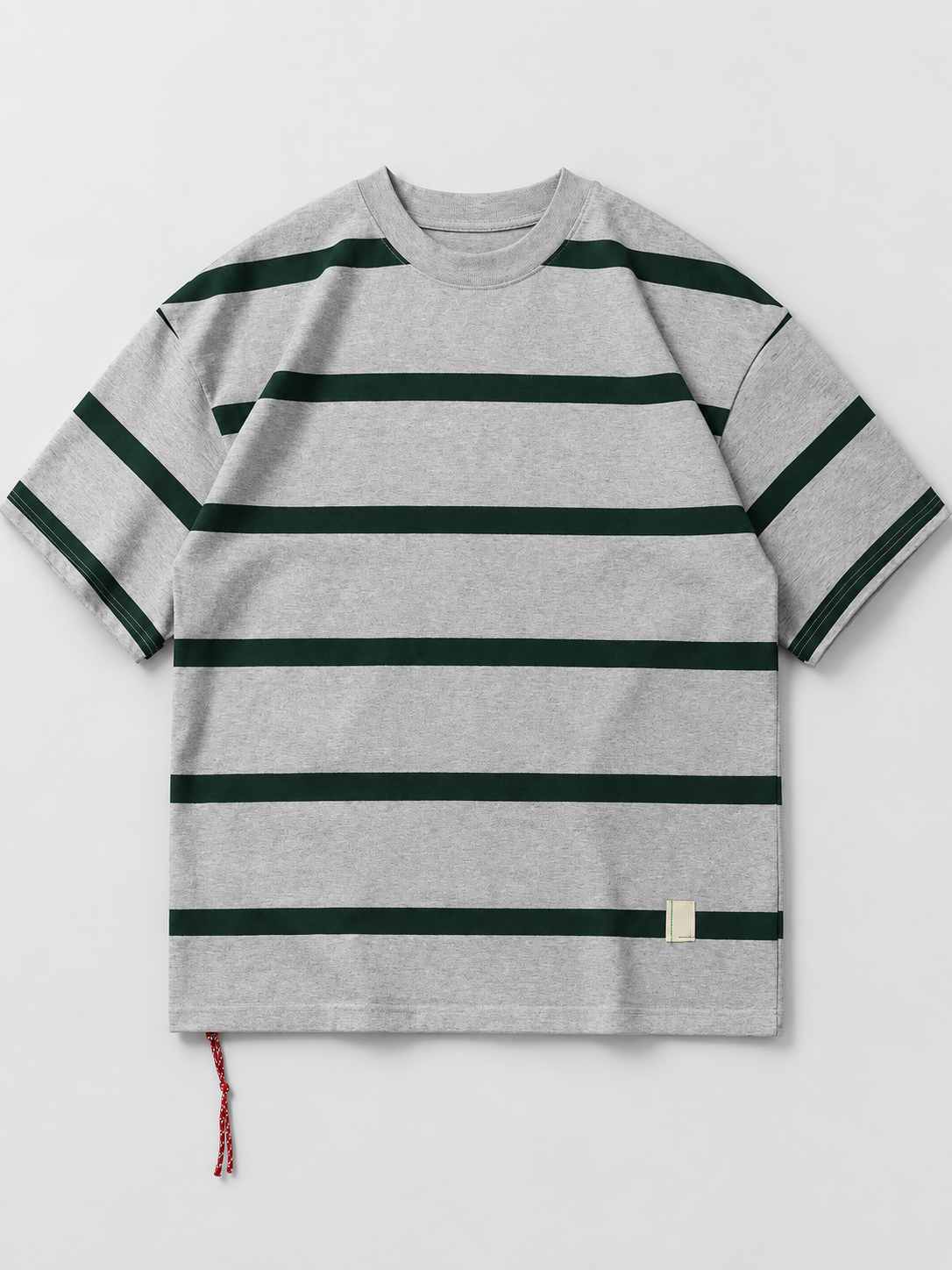 [color:light-gray] Striped Crewneck Tee — studio product front