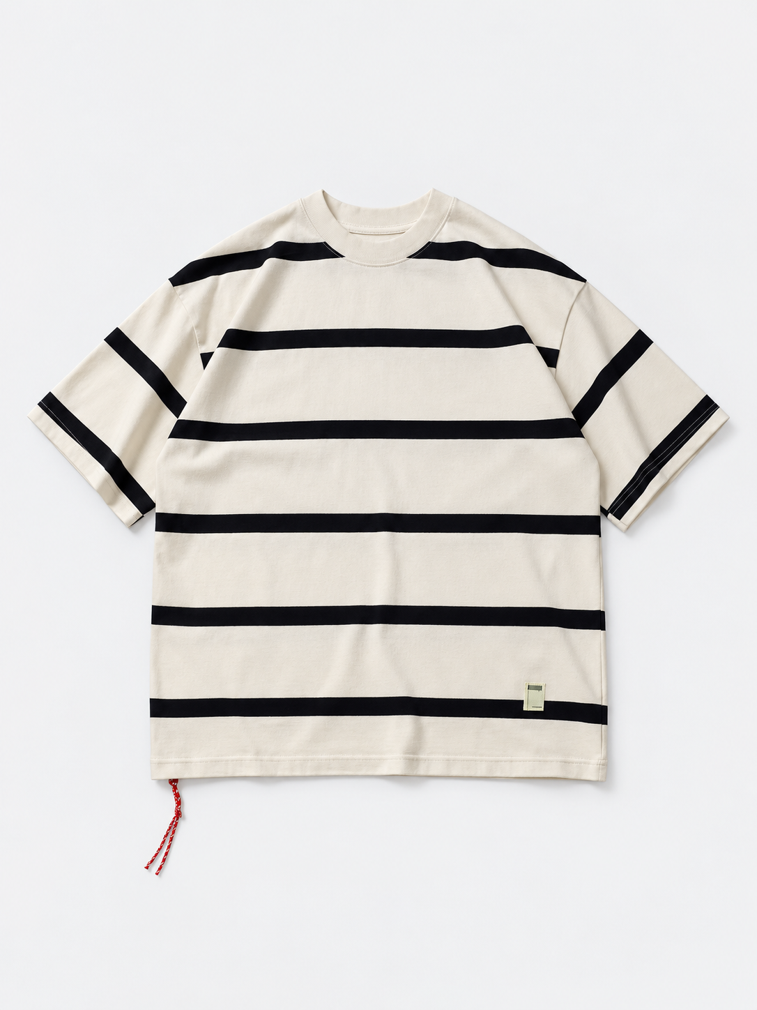 [color:white] Striped Crewneck Tee — studio product front