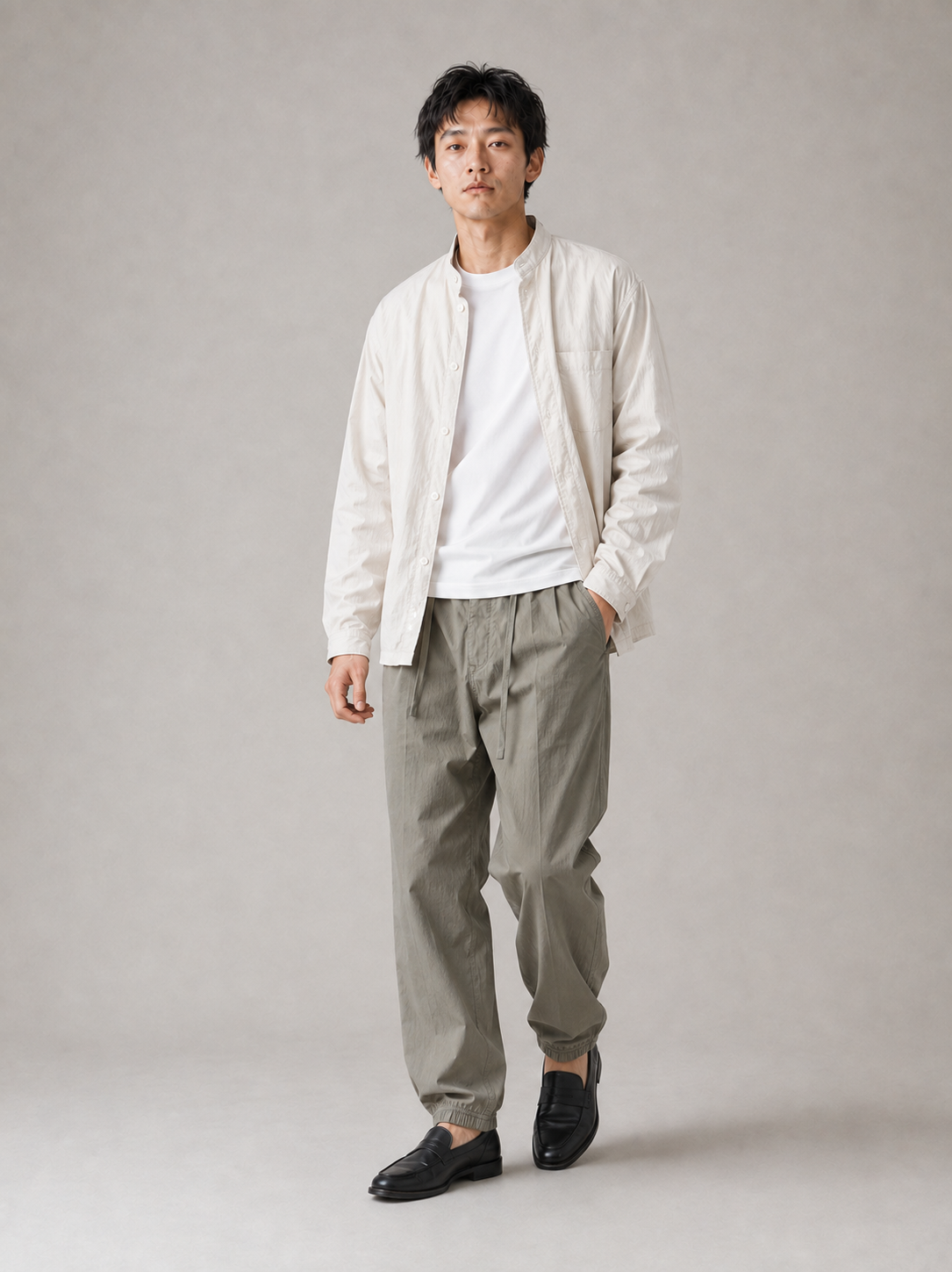 [color:army-green] Lightweight drawstring joggers model pose 3