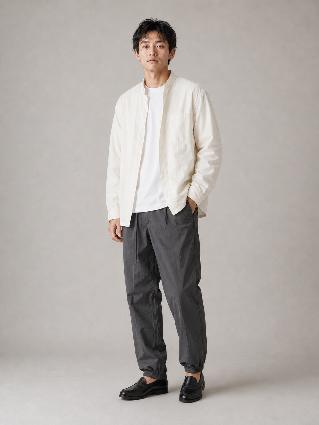 [color:dark-gray] Lightweight drawstring joggers model pose 2