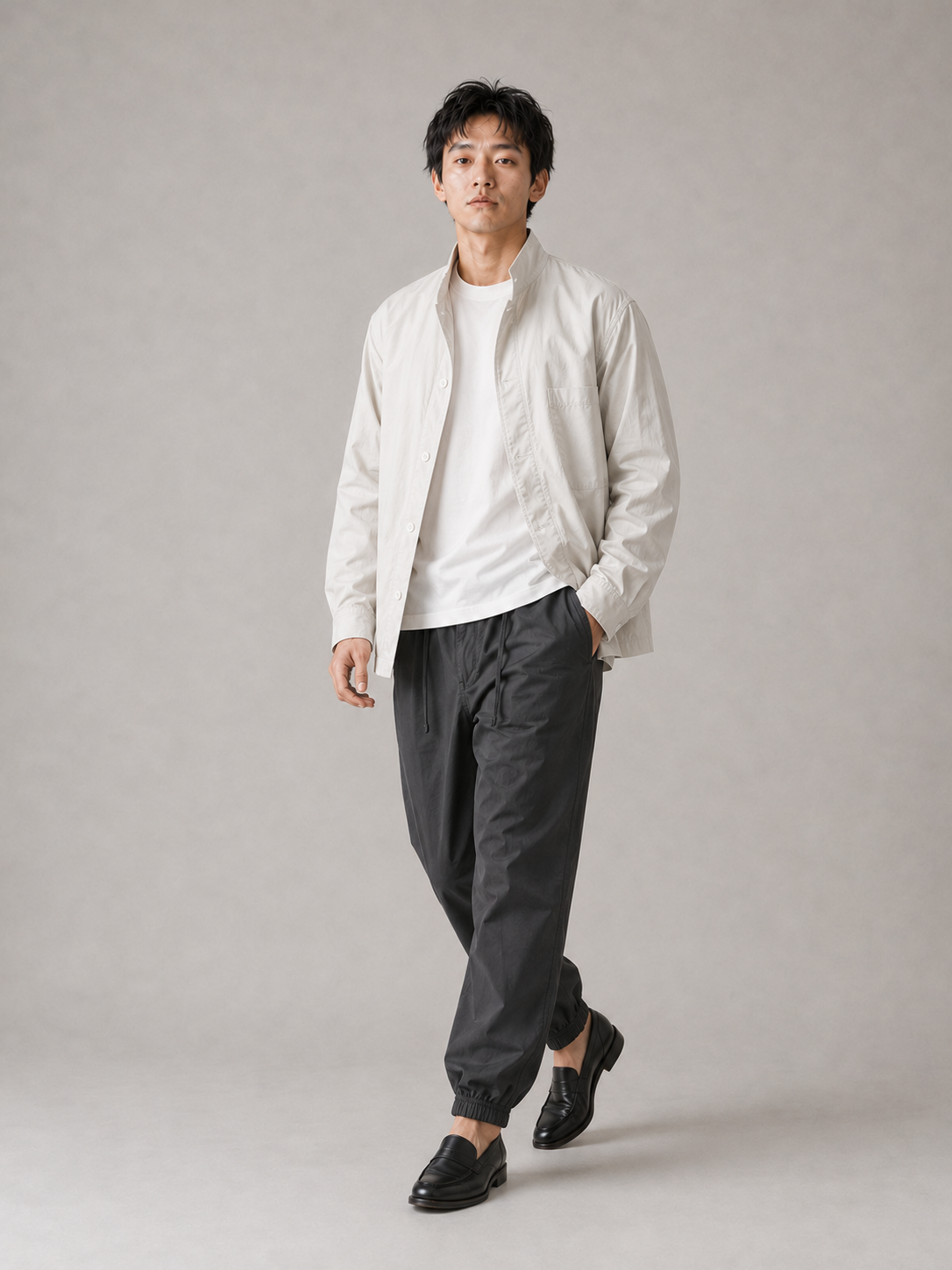 [color:dark-gray] Lightweight drawstring joggers model pose 3