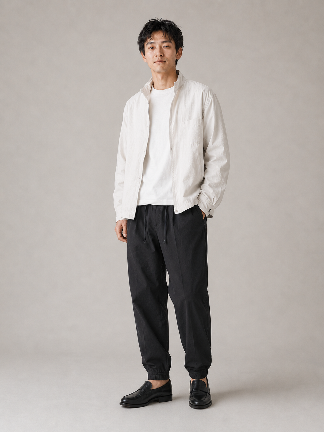 [color:black] Lightweight drawstring joggers model pose 2