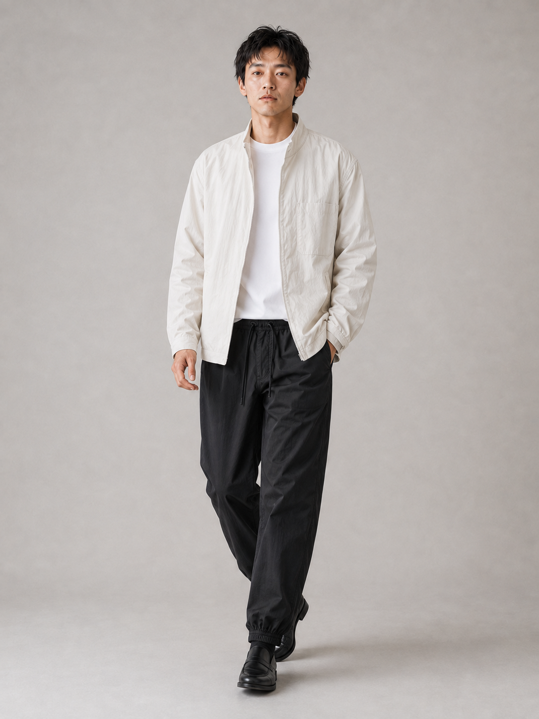 [color:black] Lightweight drawstring joggers model pose 3