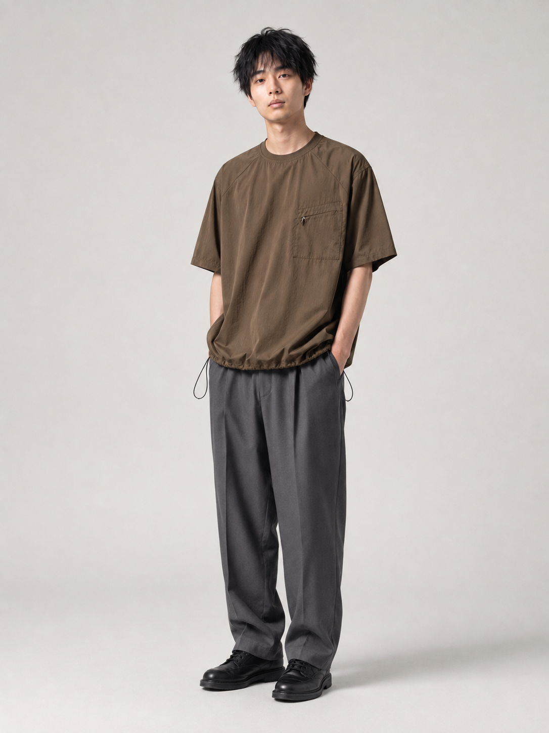 [color:brown] Quick-dry shirt model view