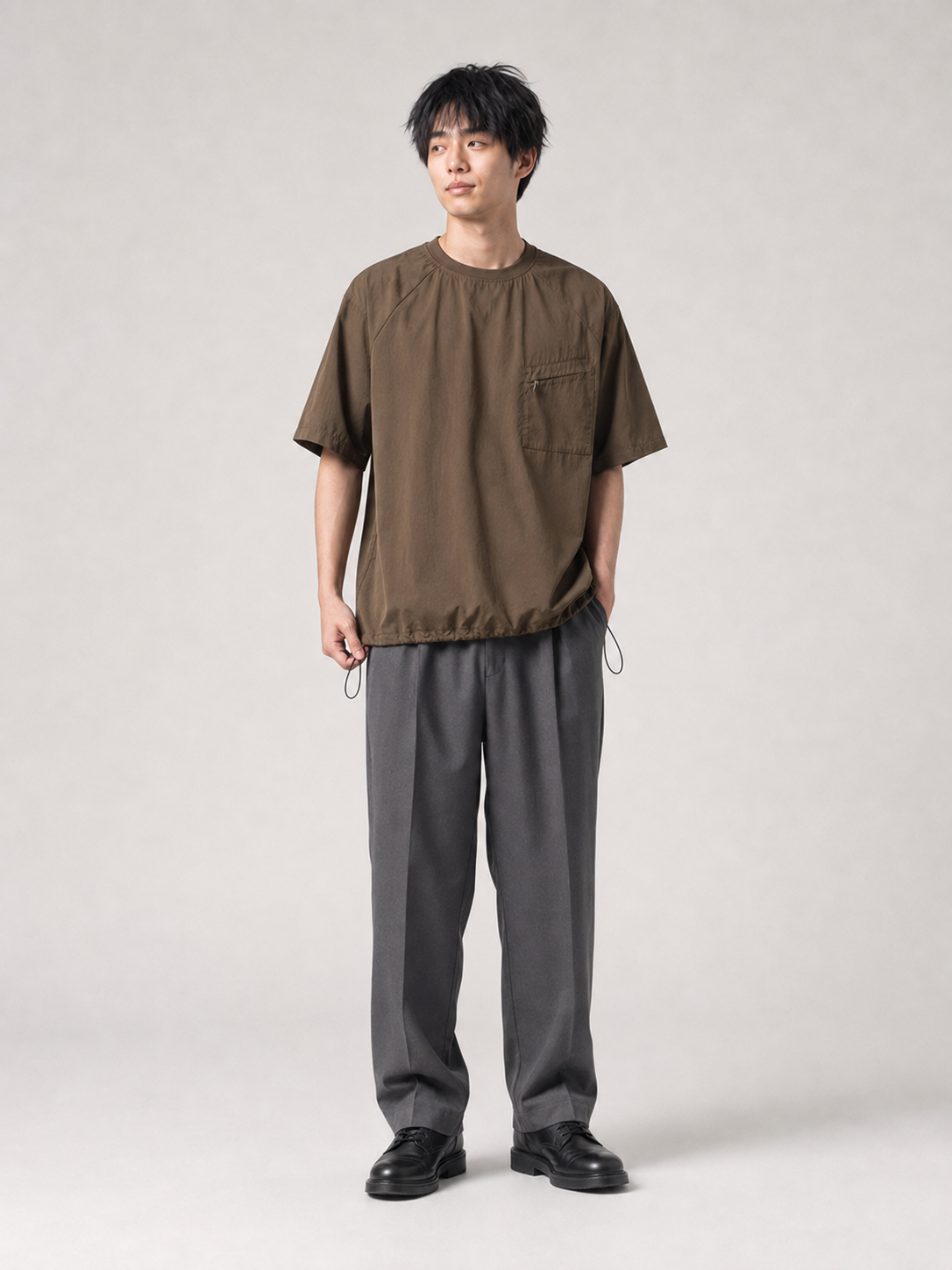 [color:brown] Quick-dry shirt model view