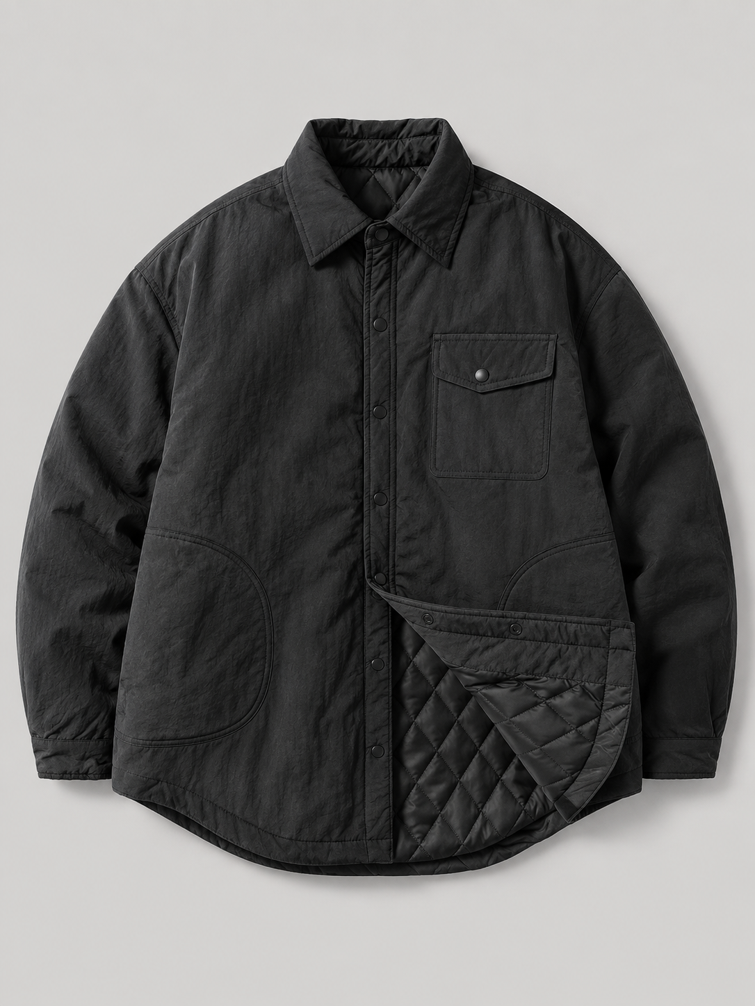 [color:black] Quilted Liner Shirt Jacket / black — product