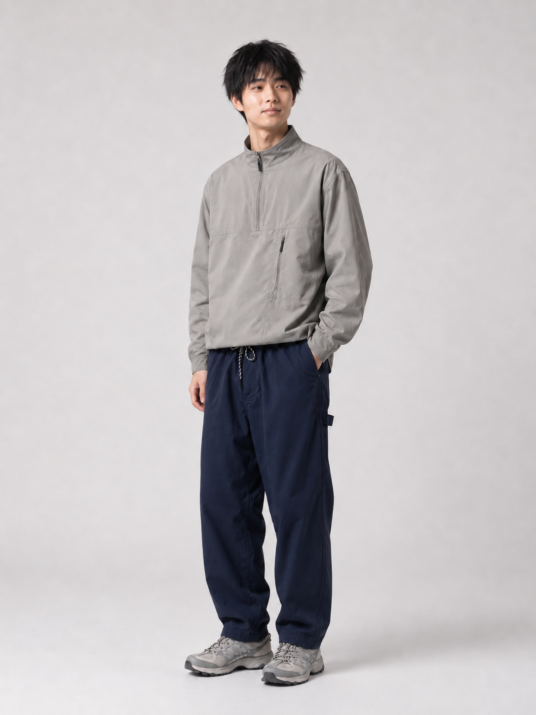 [color:navy-blue] Technical cargo pants model view