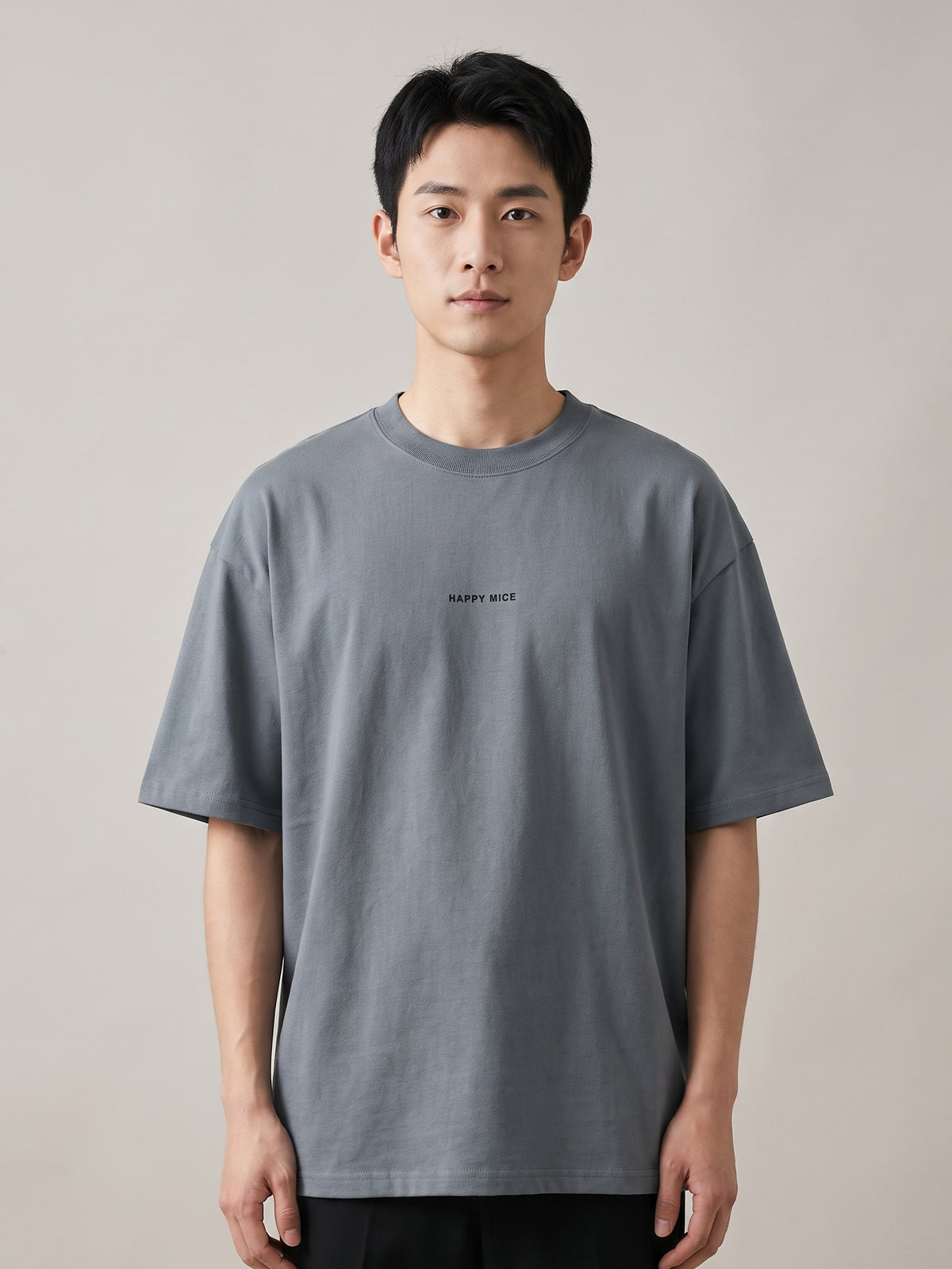 Wordmark Crewneck Tee in Slate Gray, studio